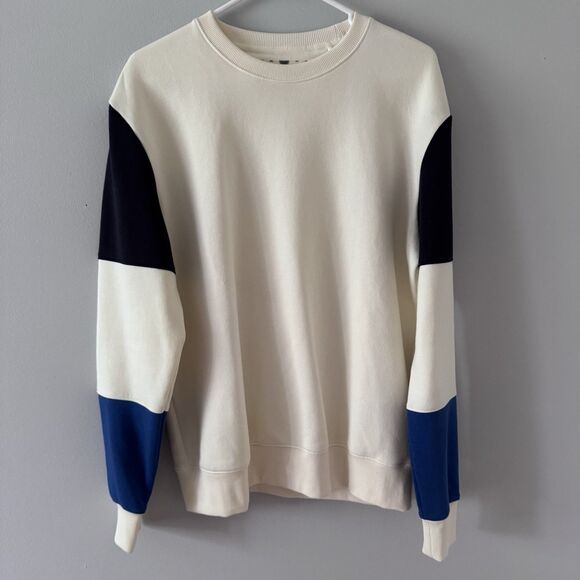 Denim & Flower Colorblock Fleece Sweatshirt Preppy Casual Sporty Lounge Men’s M - Picture 1 of 7